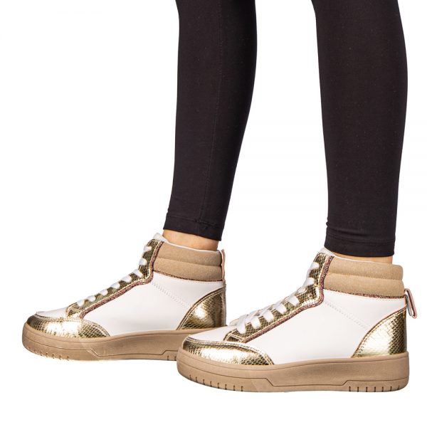 Okama műbőrből arany színű női tornacipő, 5 - Kalapod.hu